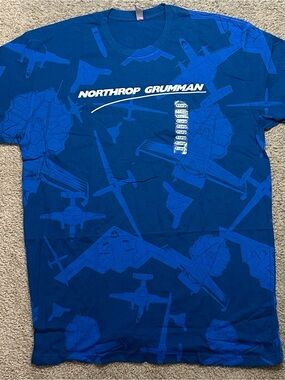 NWT Northrop Grumman Blue AOP Planes B2 Bomber T Shirt Men’s XL